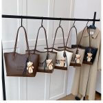 Large Tote Bag for Women | Spacious PU Handbag with Bear Charm RM204