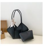V-Shape Tote Bag for Women | Spacious PU Handbag with Scarf RRM203 - Image 3